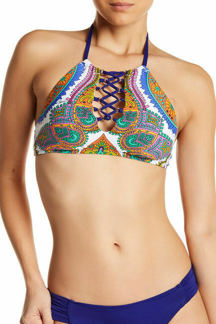 Trina Turk Paisley High Neck Bikini Top MSRP $94 Size 2 # U7 413 NEW