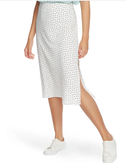 1.STATE Polka-Dot Midi Skirt