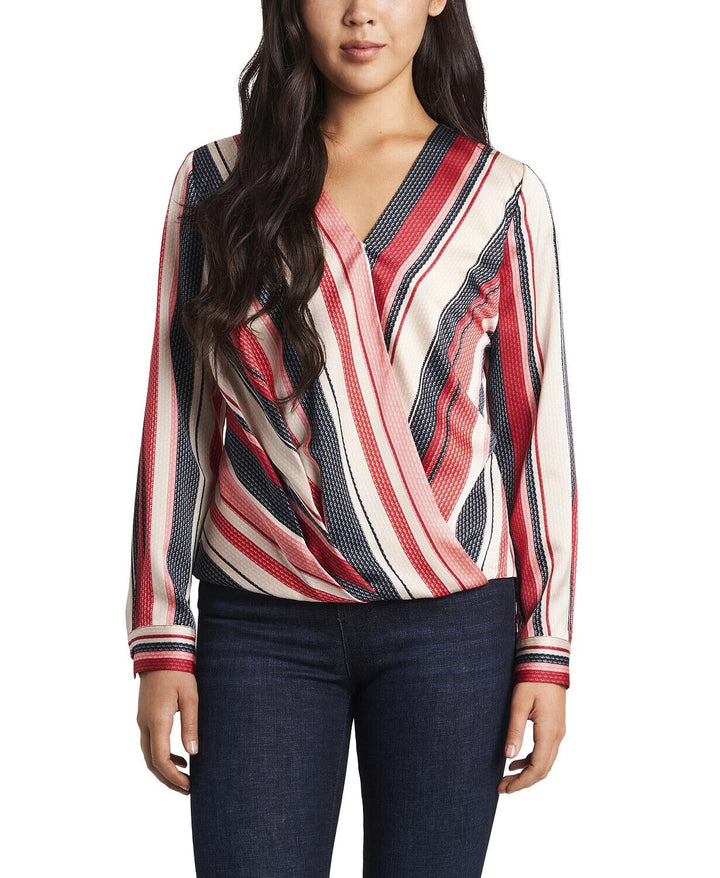 Vince Camuto Women's Gala Stripe Wrap Front Blouse Size XXS # 5C 1993 NEW