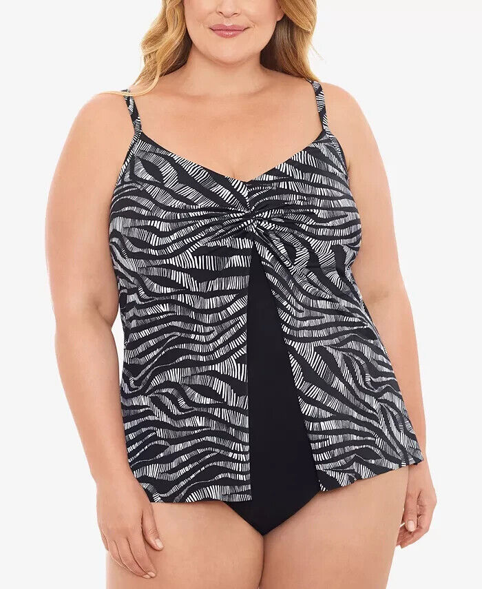 Swim Solutions Plus Size Fauxkini OnePiece Swimsuit $119 Size 24W # U11B 335 NEW