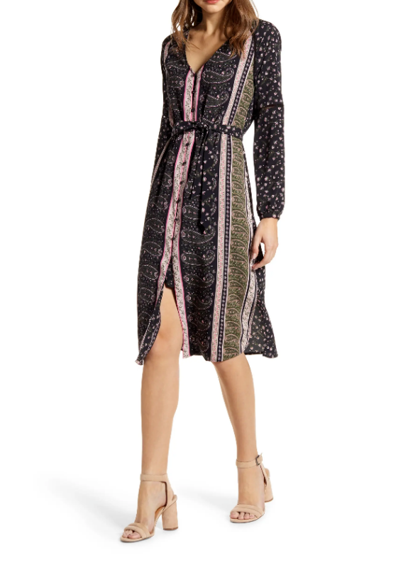 Cupcakes and Cashmere Nollie Paisley Print Midi Dress $128 Size XS # 3A 1579 NEW