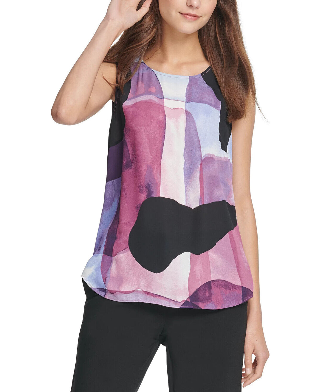 DKNY Petite Abstract-Print Top MSRP $59 Size PS # 6A 1285 NEW