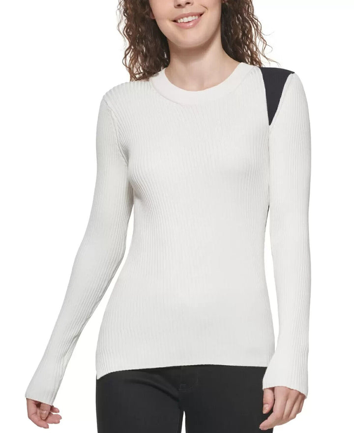 DKNY Contrast-Shoulder Sweater MSRP $69 Size XL # 4D 557 NEW