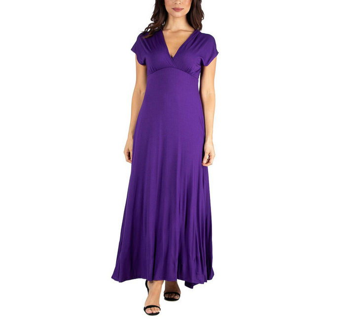 24seven Cap Sleeve V-Neck Maxi Dress Size M # 10A 1902 NEW 