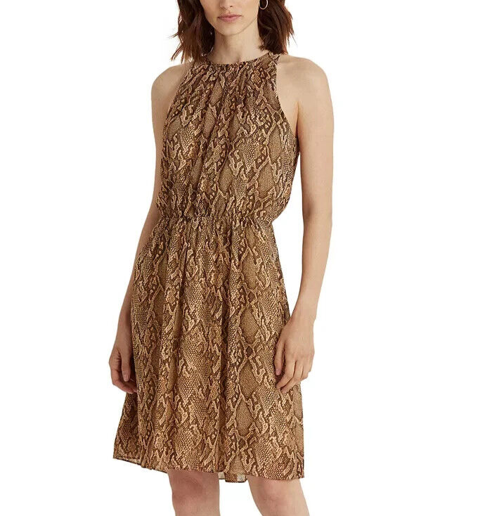 Lauren Ralph Lauren Python-Print Georgette Dress $135 Size 18 # 1B 1546 NEW