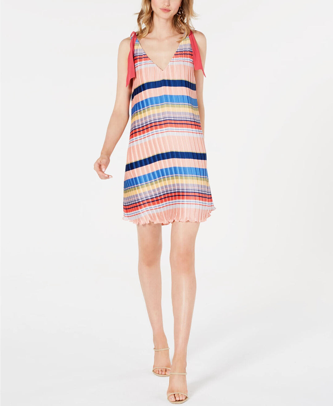 Foxiedox Striped Crinkle-Pleated Dress MSRP $163 Size XS # 10A 1720 NEW