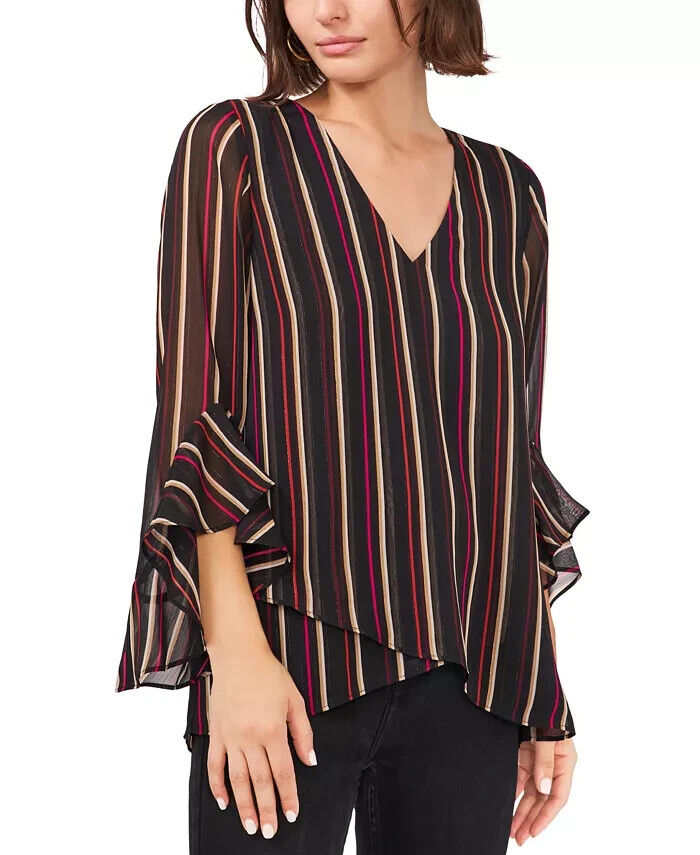 Vince Camuto Striped Flutter-Sleeve Top MSRP $89 Size XS # 5D 2276 NEW