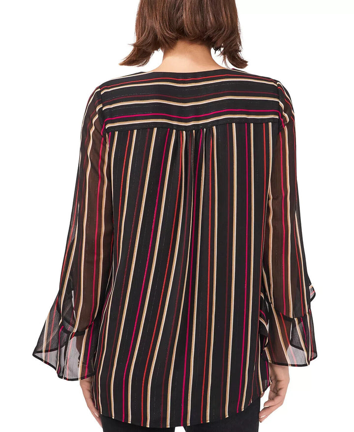 Vince Camuto Striped Flutter-Sleeve Top