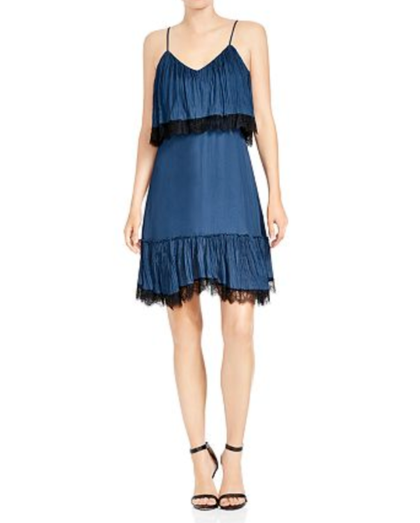 HALSTON HERITAGE Sleeveless Lace-Trim Dress MSRP $395 Size 8 # 14A 1071 NEW