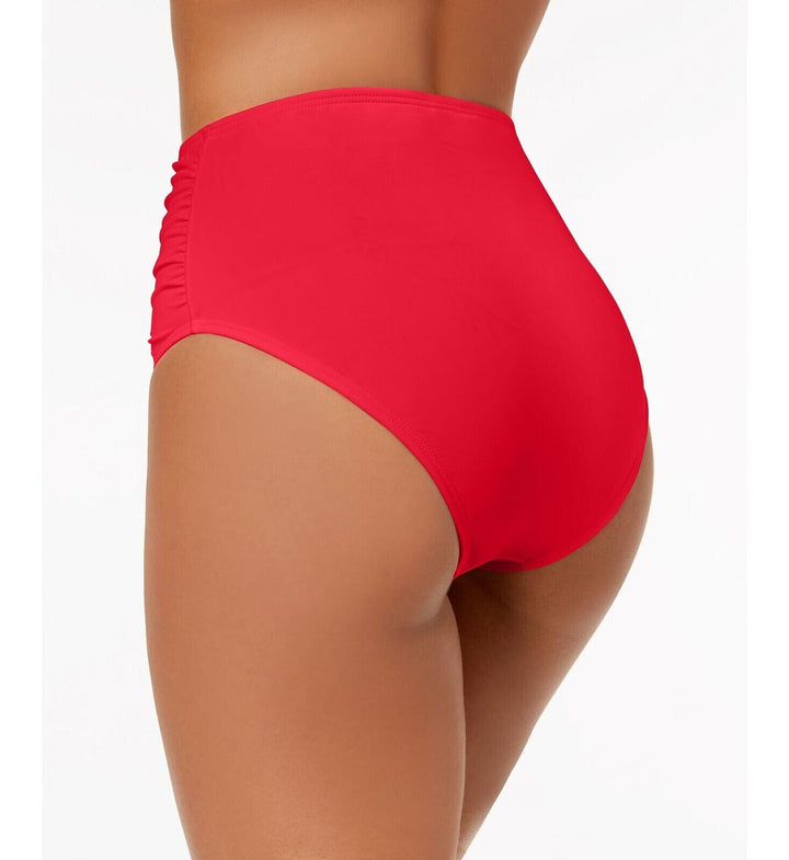 Braguitas de bikini de tiro alto fruncidas Bar III MSRP $44 Talla L # U11 343 NUEVO