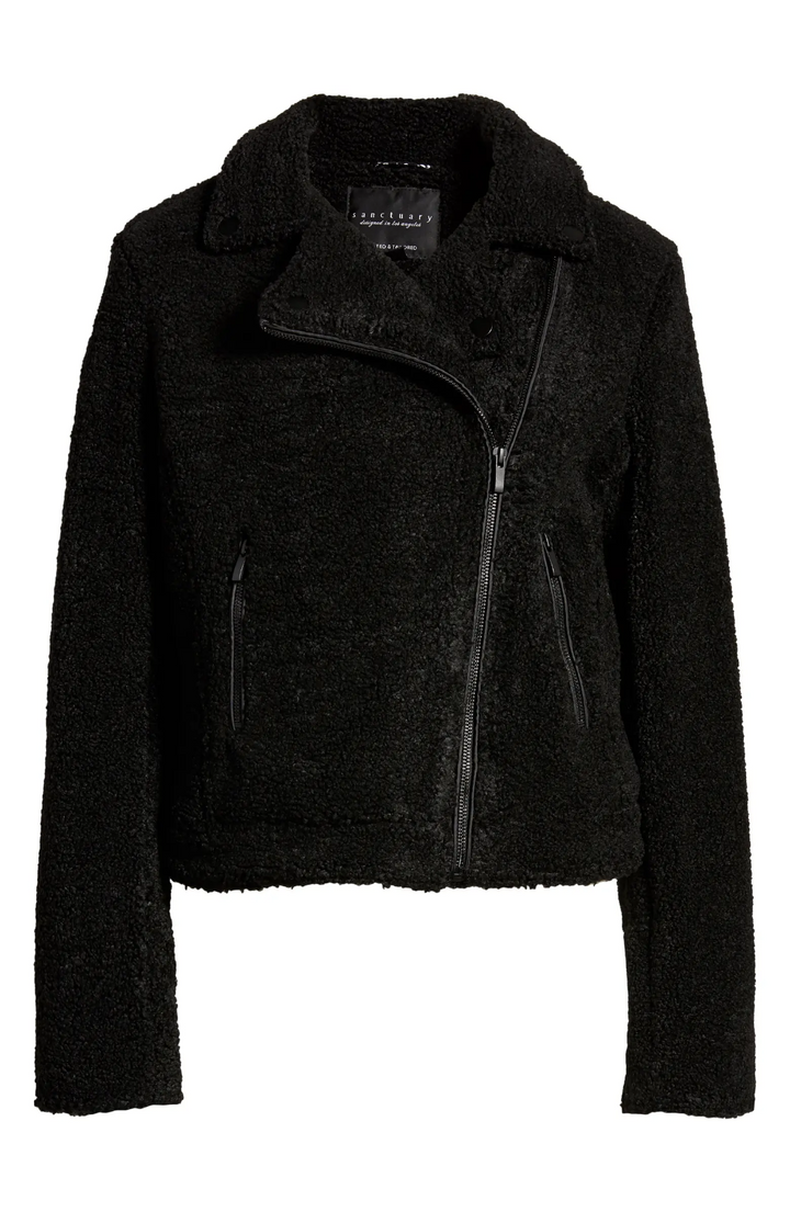 Chaqueta estilo motociclista Sanctuary Classic Faux Shearling MSRP $149 Talla XS # 6C 1695 NUEVO