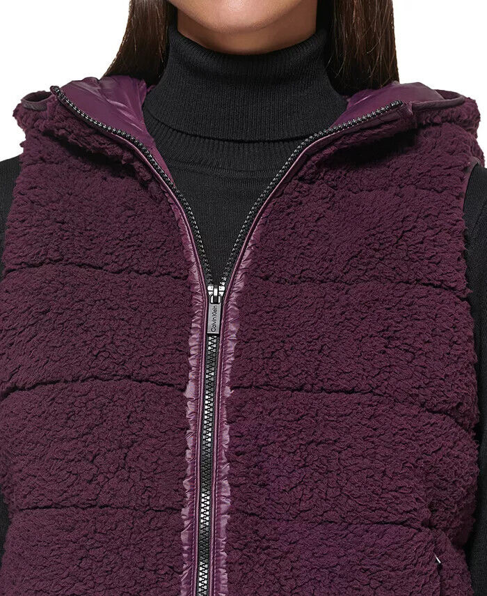 Calvin Klein Chaleco acolchado Sherpa Fleece MSRP $ 99 Tamaño L # 6D 1626 NUEVO