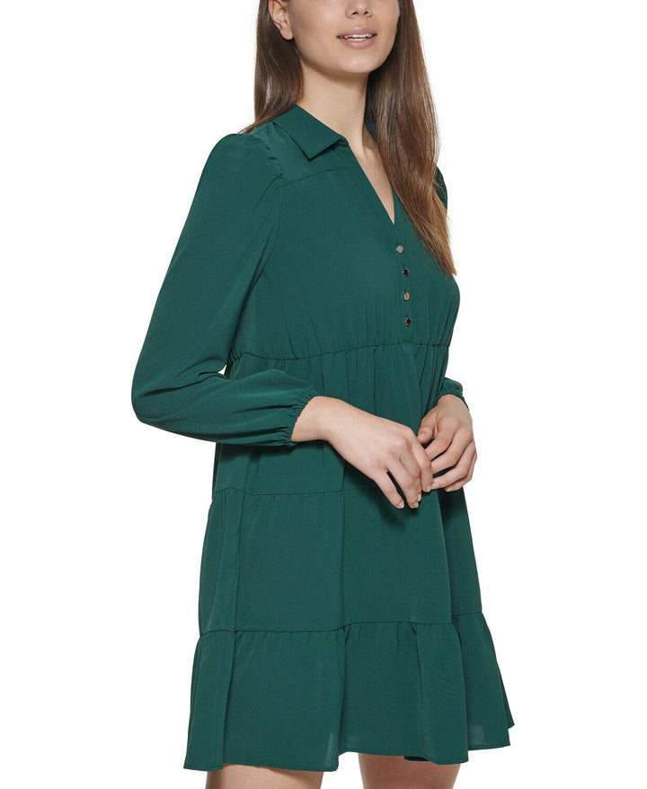 kensie Collared Tiered Shift Dress