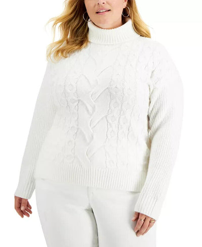 Alfani Cozy Cable-Knit Turtleneck Sweater Size L # 5A 2024 NEW