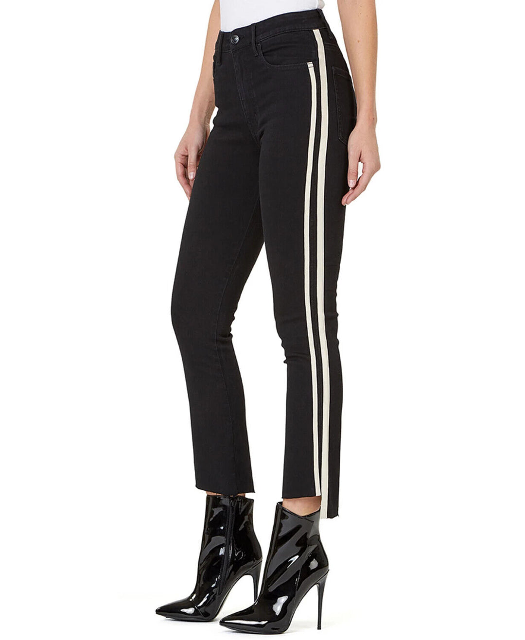 Numero Juniors High-Rise Side-Stripe Cropped Jeans