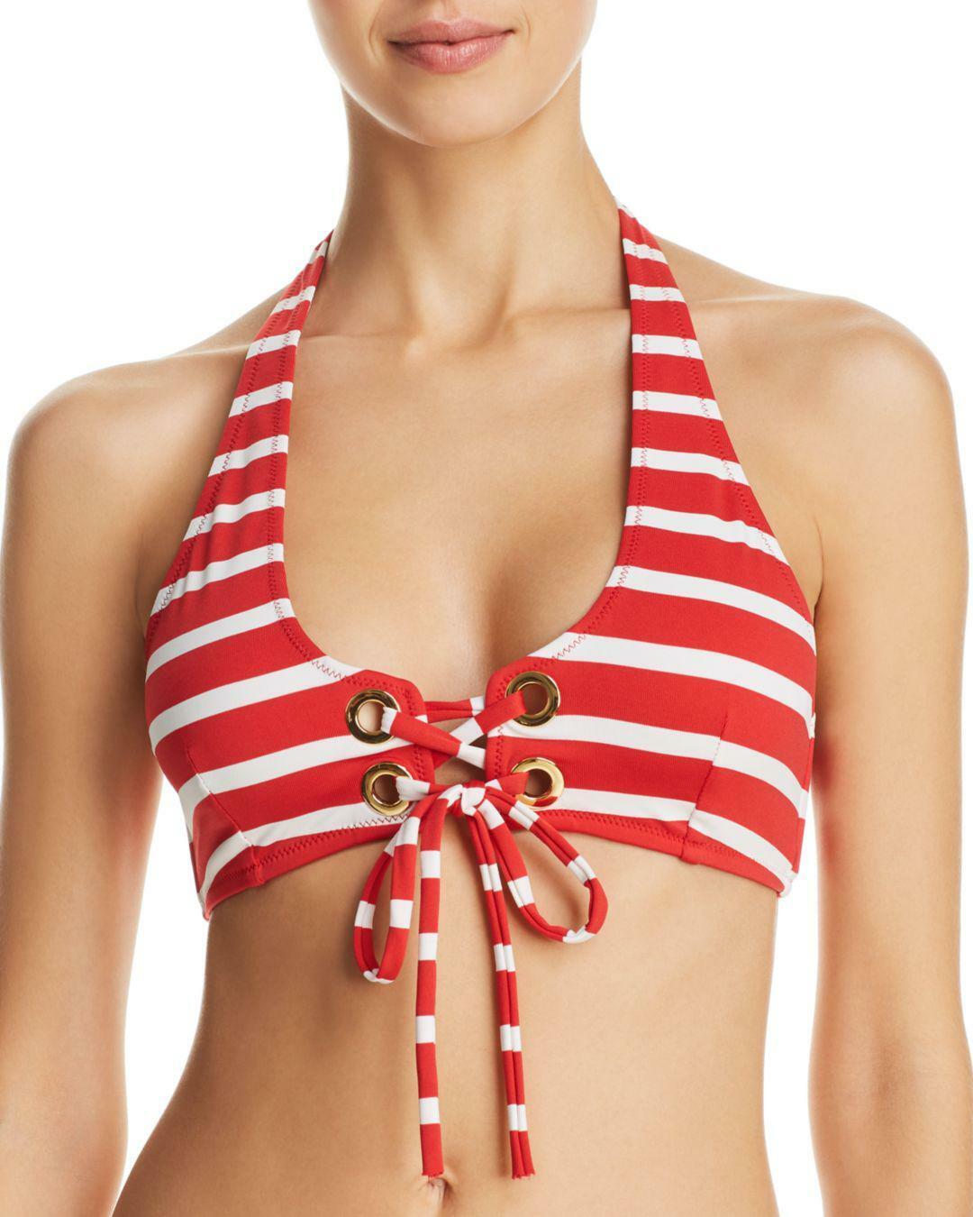 MILLY Stripe Swim Grommet Santorini Bikini Top MSRP $135 Size M # 30C 235 NEW