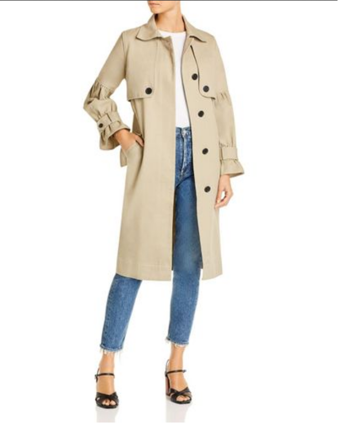 Joie Alwena Puff-Sleeve Cotton Trench Coat MSRP $398 Size M # 8A 1729 NEW