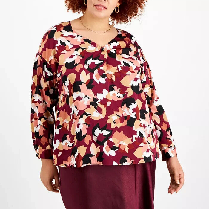 Bar III Plus Size Floral-Print Top MSRP $79 Size 3X # 5D 2148 NEW