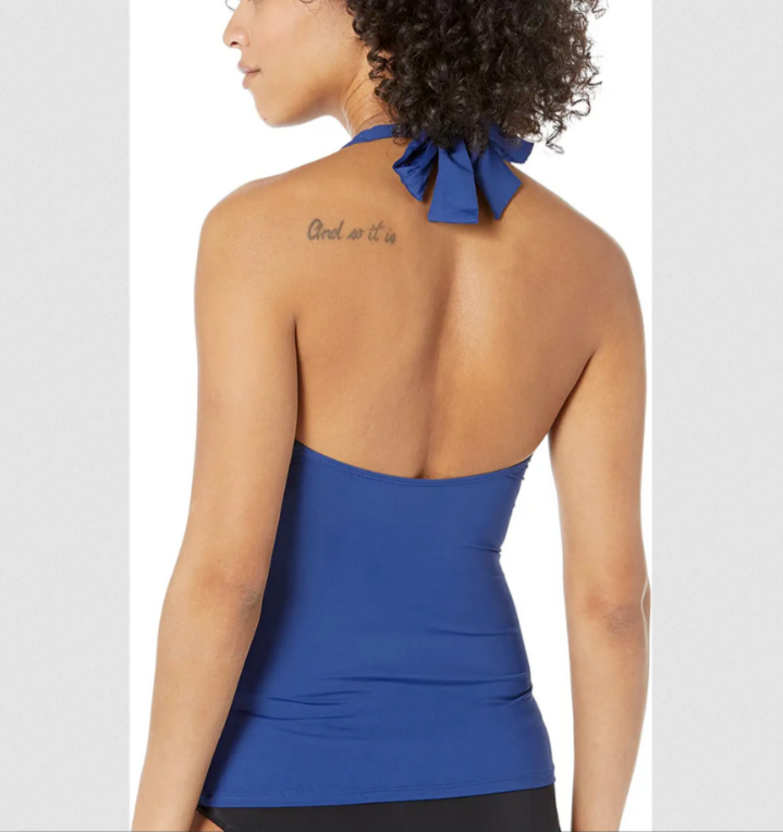 LAUREN Ralph Lauren Beach Club Solid Halter Tankini Top $90 Tamaño 10 # U6 427 NUEVO