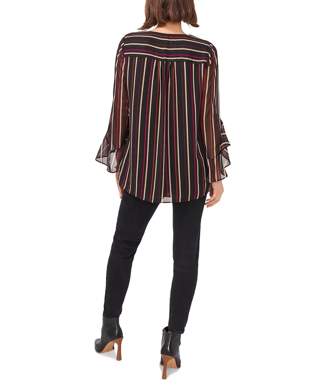 Vince Camuto Striped Flutter-Sleeve Top