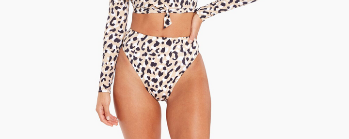 Vitamin A Barcelona Animal High Waist Bikini Bottom $115 Size S # U9 360 NEW