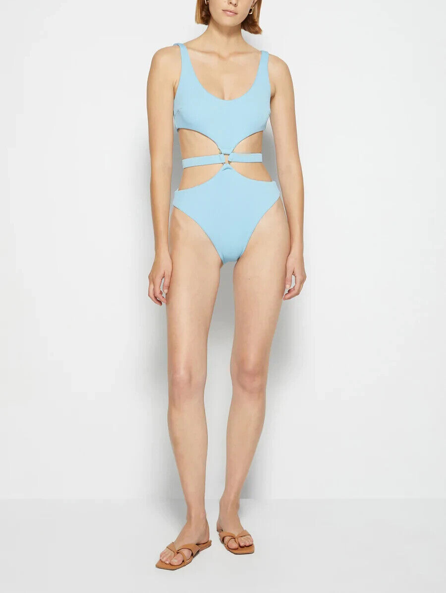 Jonathan Simkhai Emelia Belted One Piece Swimsuit $245 Size L # UB10 446 NEW 