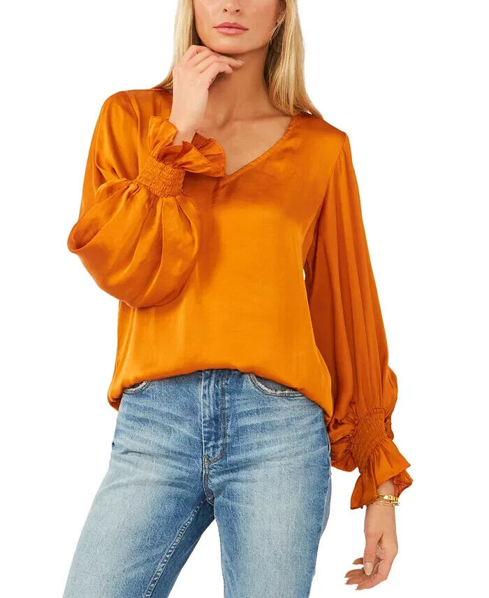 Vince Camuto Blouson-Sleeve Blouse MSRP $79 Size XXS # 5D 2246 NEW