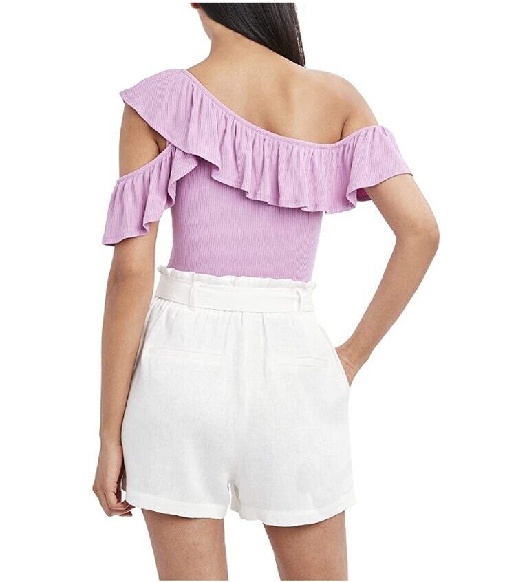 BCBGMAXAZRIA Ruffled Asymmetrical Top