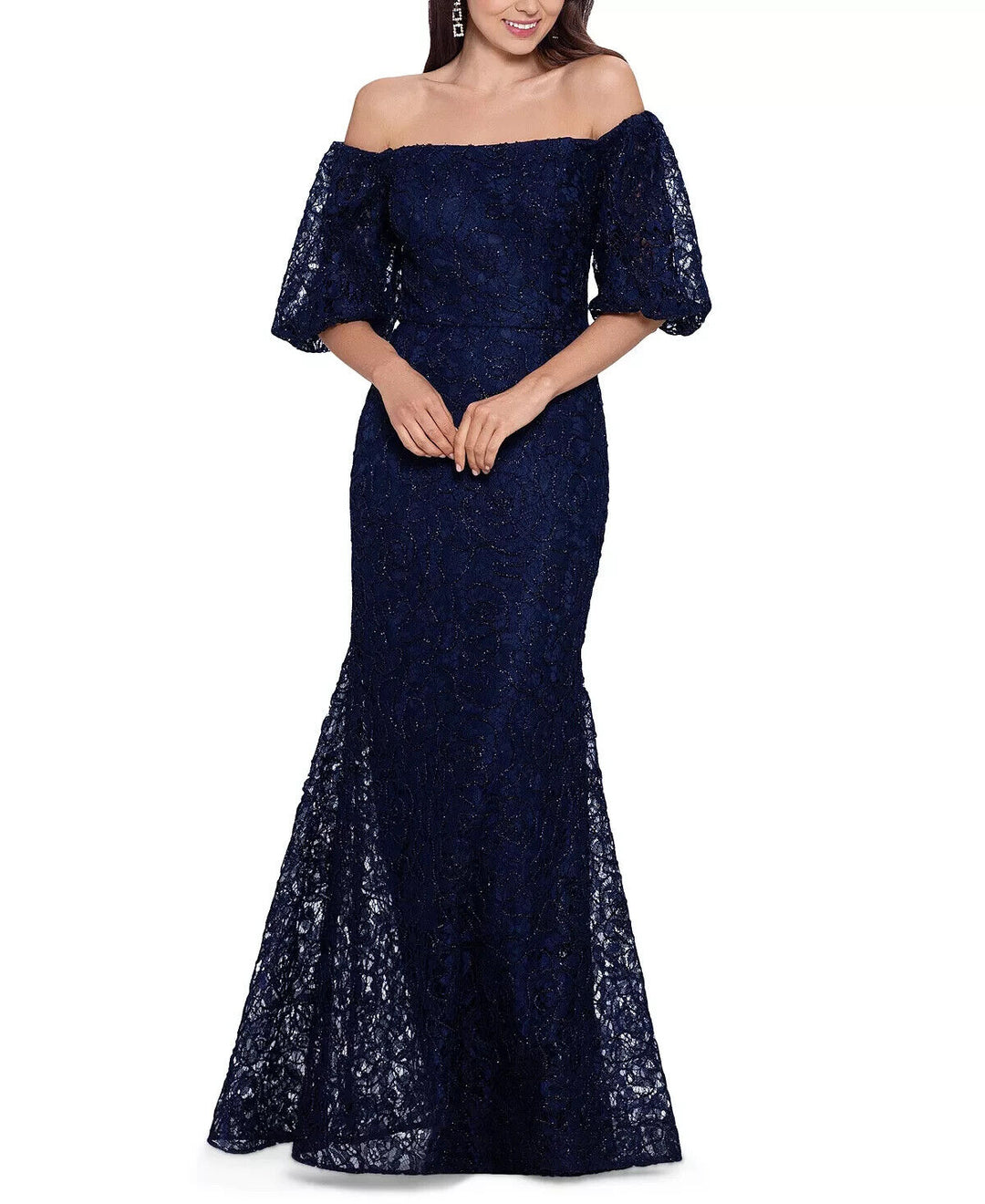 Xscape Petite Lace Off-The-Shoulder Gown MSRP $289 Size 6P # 3B 1513 NEW