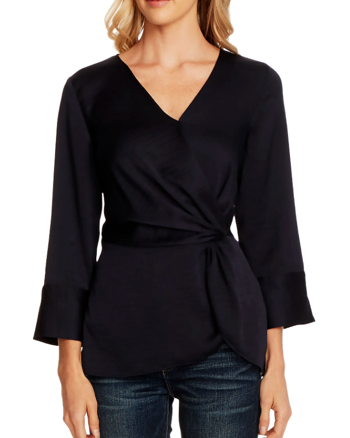 Vince Camuto Faux-Wrap Top MSRP $89 Size XS # 5B 1422 NEW