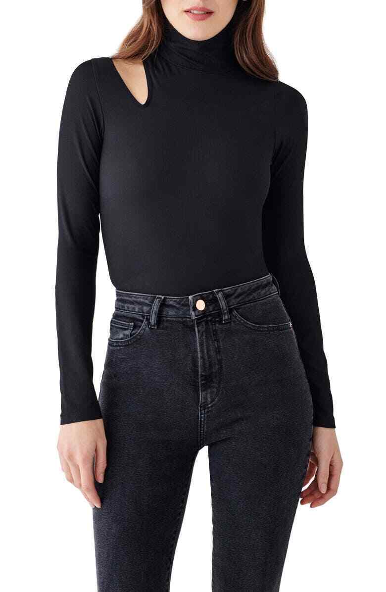 DL1961 Pell St. Turtleneck Cutout Bodysuit MSRP $149 Size S # UB8 405 NEW