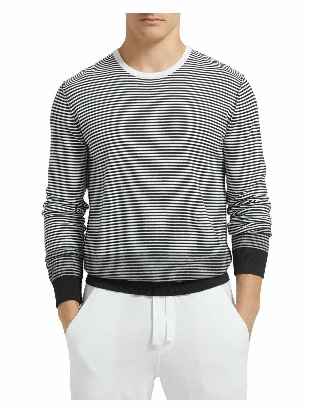 ATM Men's Striped Crew Neck Cotton Sweater MSRP $295 Size S # WM 104 NEW