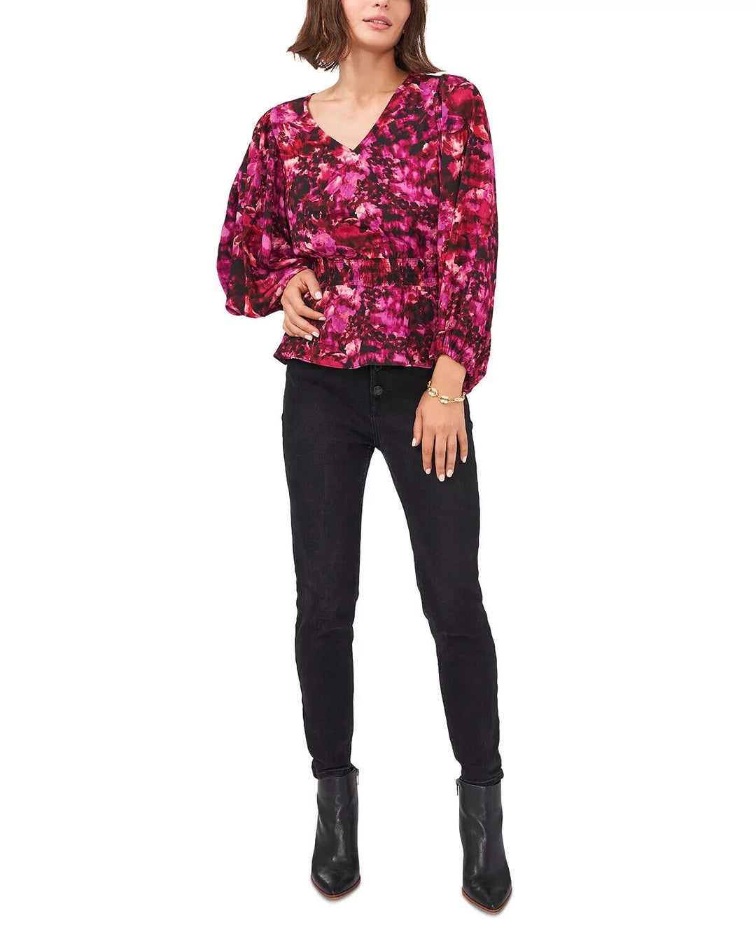 Vince Camuto Printed Peplum Blouse