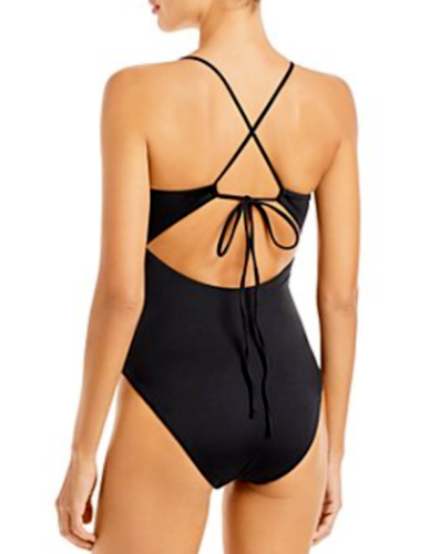 AQUA Swim Lace Up Plunge One Piece Swimsuit