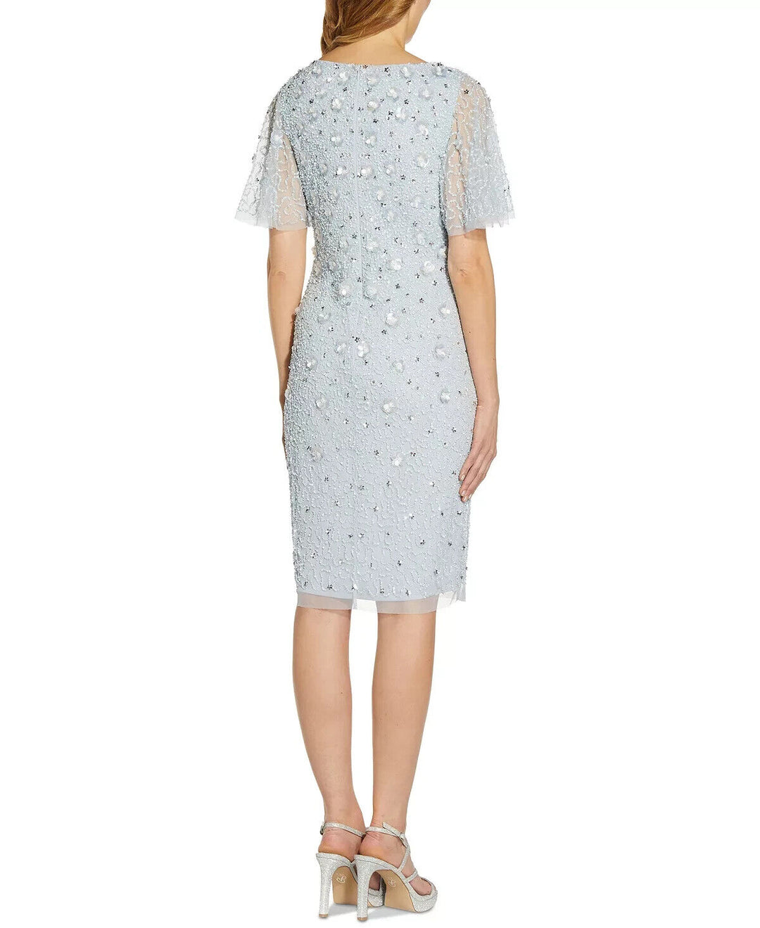 Adrianna Papell Sequin Flutter-Sleeve Dress