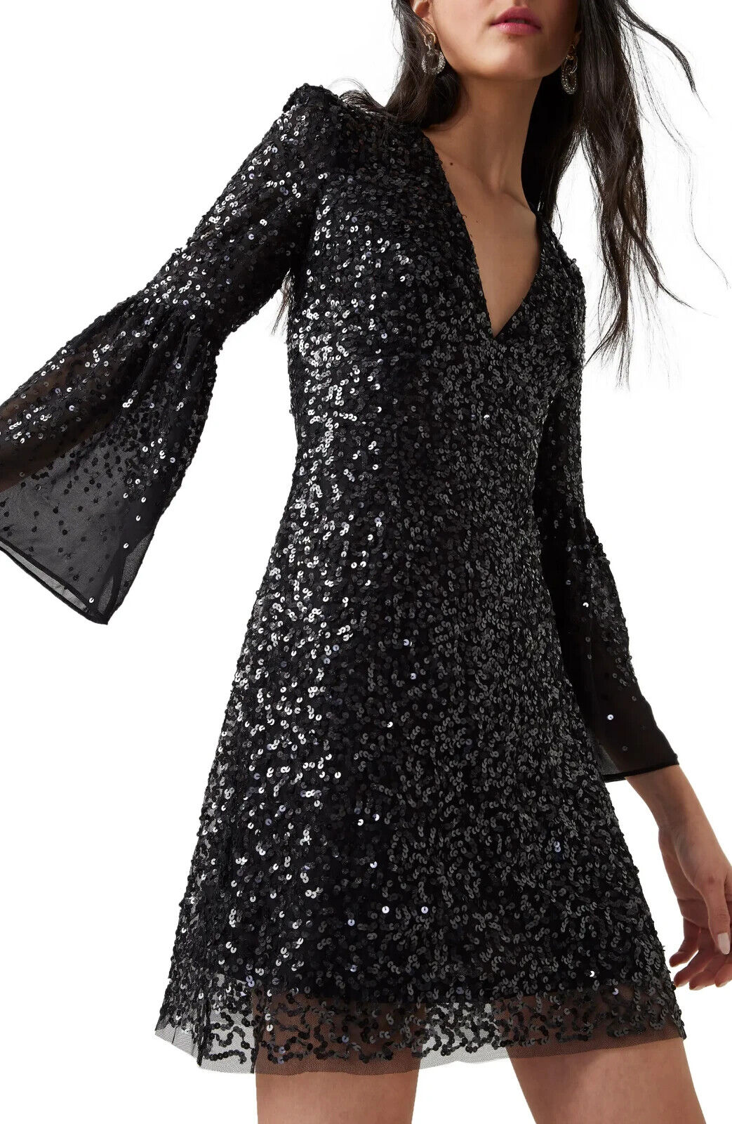 French Connection Cellienne Sequin Mini vestido MSRP $ 228 Tamaño 6 # 14B 1181 NUEVO