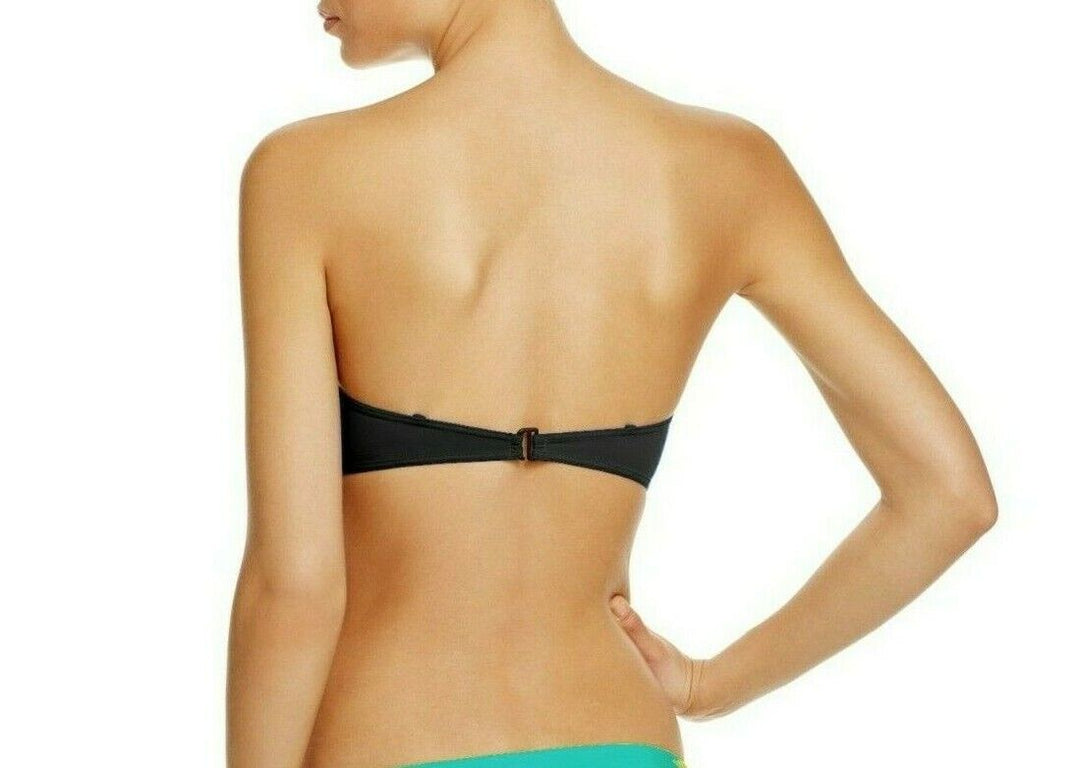 Top de bikini con aros tipo bandeau color block de Sole East Kuta $58 Talla L # U3 492 NUEVO