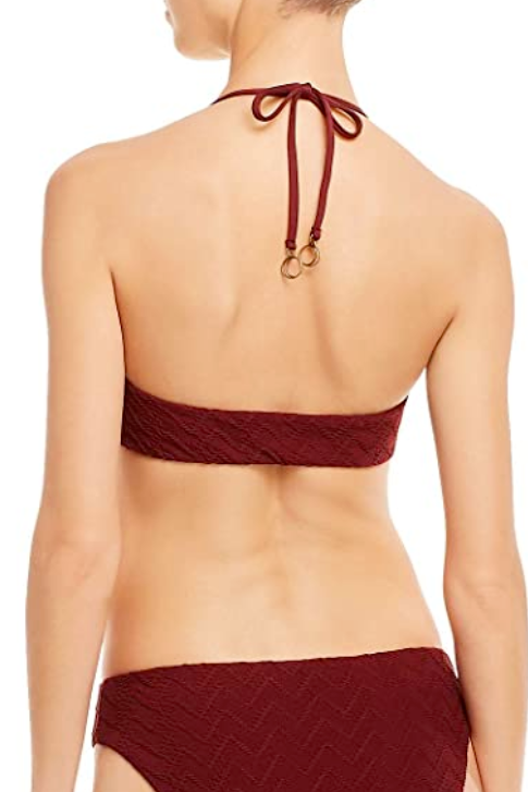 SOLUNA Lace-Up Front Textured Bikini Top