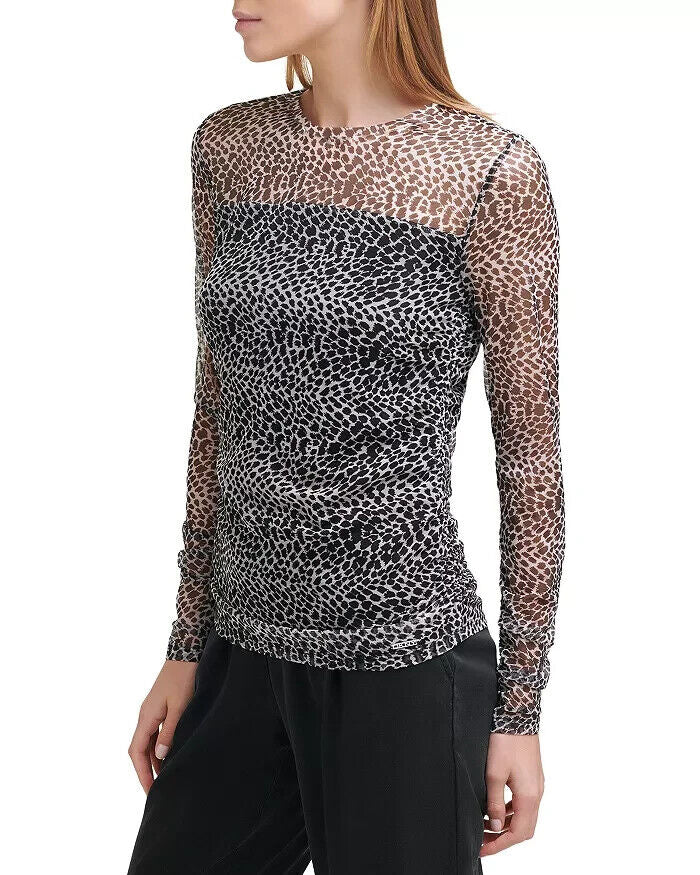 Top de malla estampado DKNY MSRP $69 Talla L # 5D 2187 NUEVO