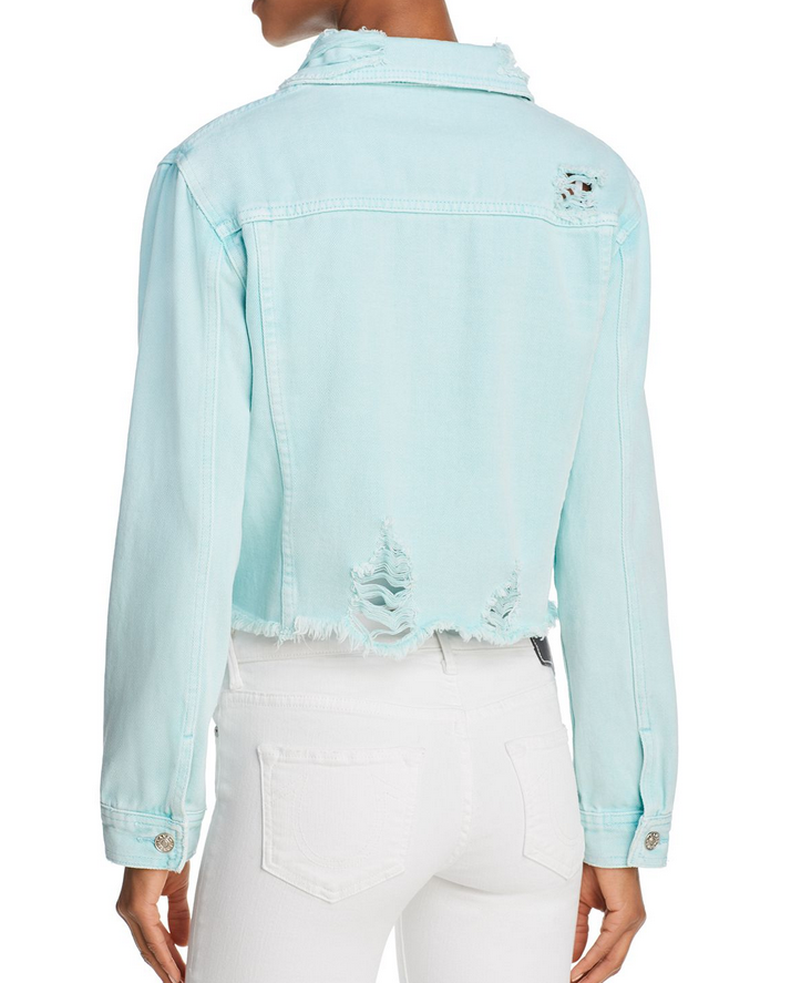 Sunset & Spring Distressed Cropped Denim Jacket