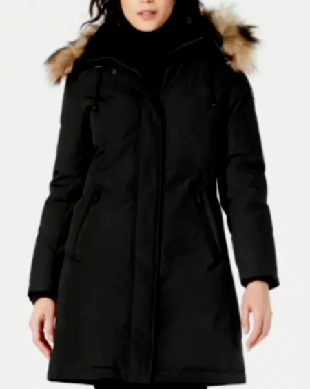 Vince Camuto Hooded Faux-Fur-Trim Down Parka Size XS # 23C 7 NEW