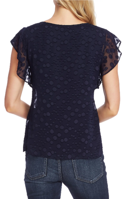 VINCE CAMUTO Flutter Sleeve Bubble Dot Top