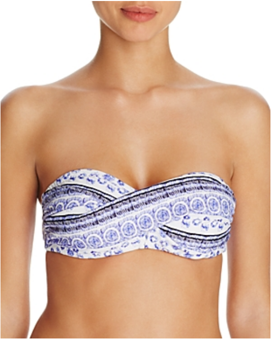 Shoshanna Batik Twist Bandeau Bikini Top MSRP $145 Size D # 30D 139 NEW