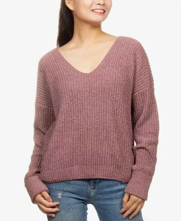 Hippie Rose Juniors' V-Neck Chenille Sweater MSRP $44 Size S # 5D 2110 NEW