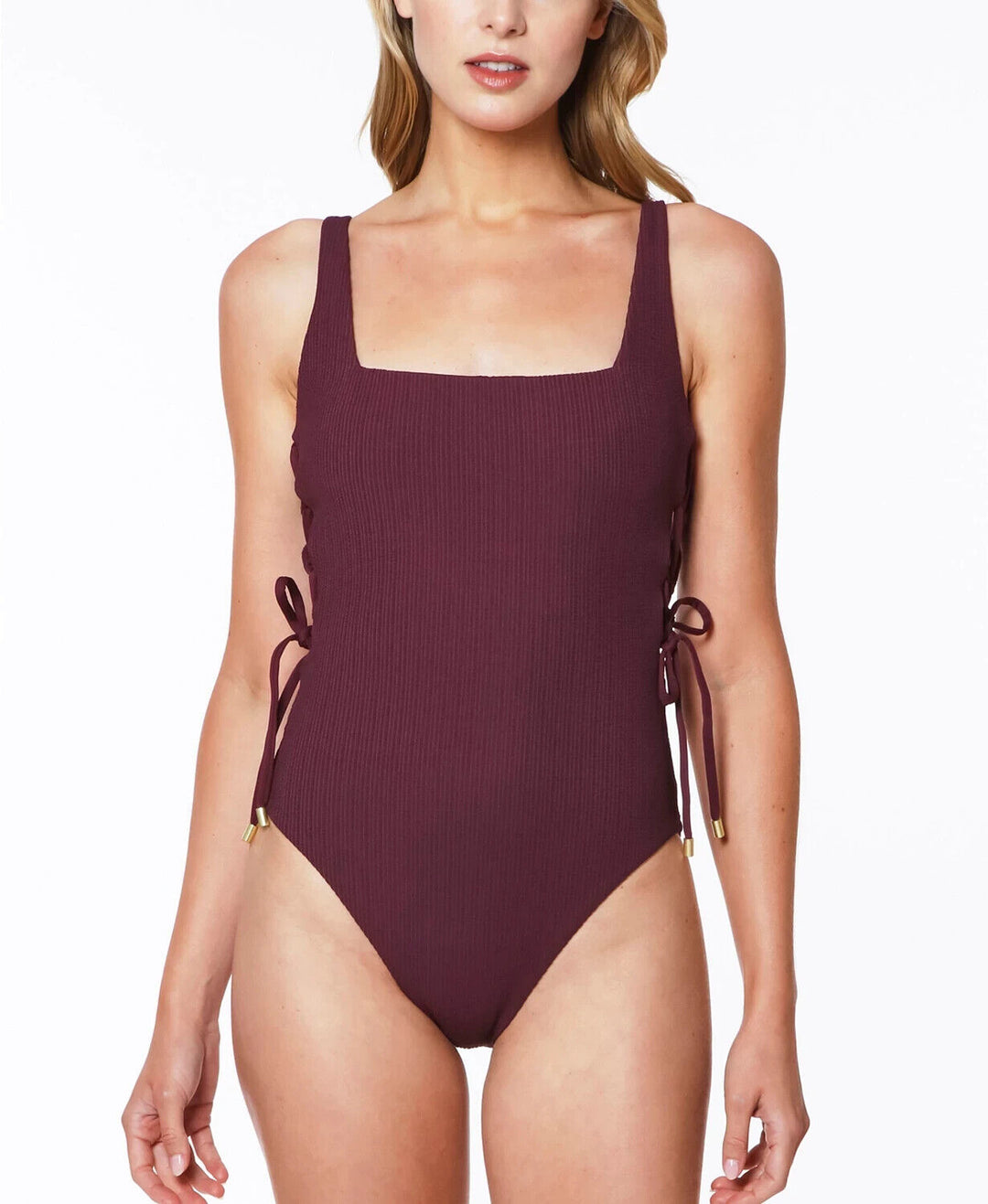 Sanctuary Sandbar Solids Lace-Up One-Piece Swimsuit $119 Size L # U11B 279 NEW