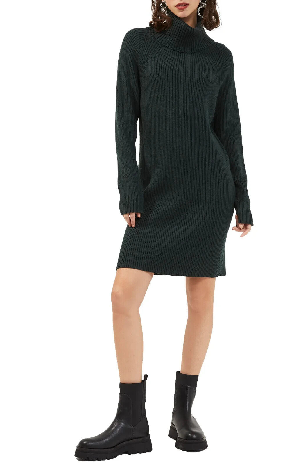 French Connection Katerina Ribbed Sweater Dress MSRP $148 Size L # 14B 1164 NEW