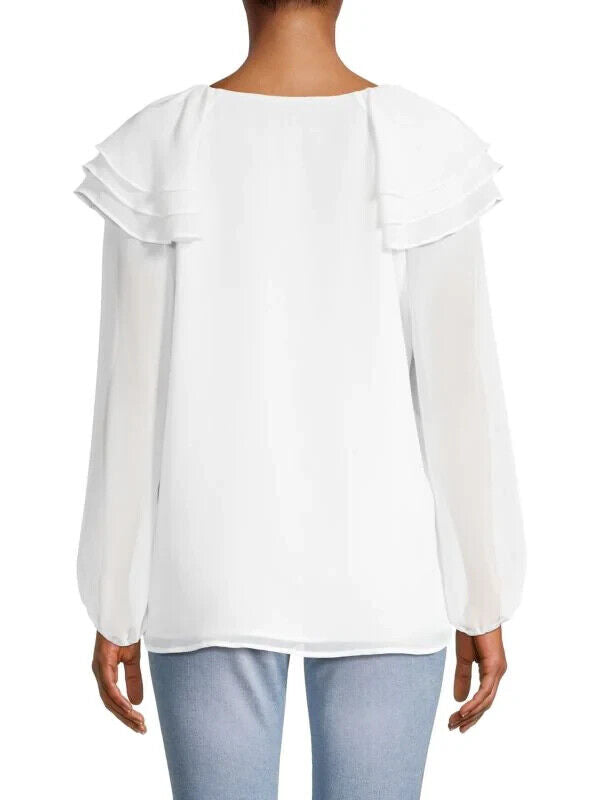 Calvin Klein Ruffle-Sleeve V-Neck Top