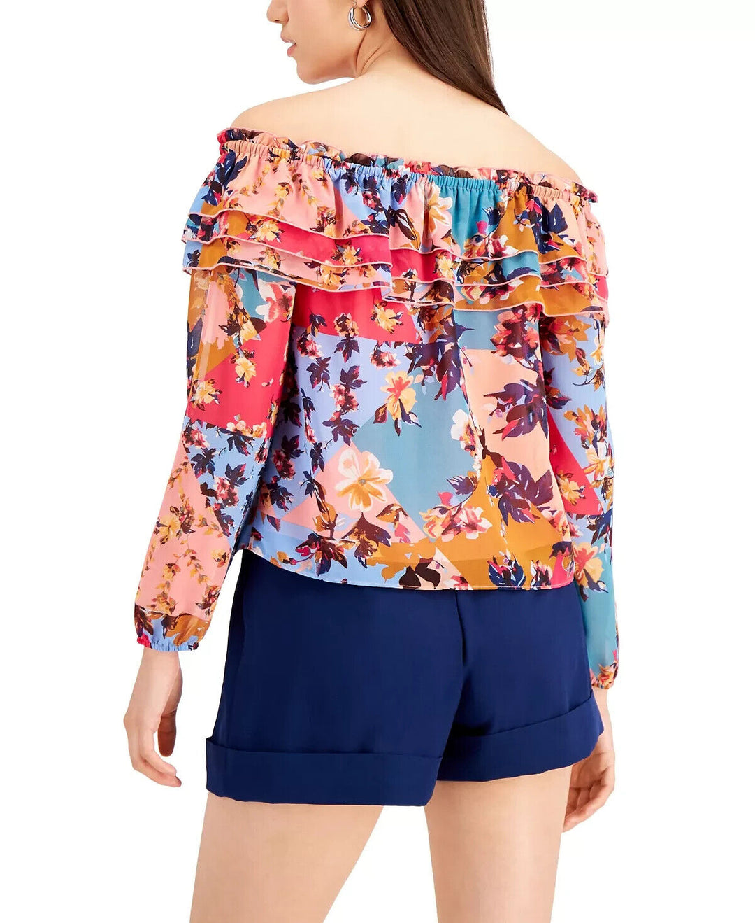 Bar III Floral Ruffled Off-The-Shoulder Blouse