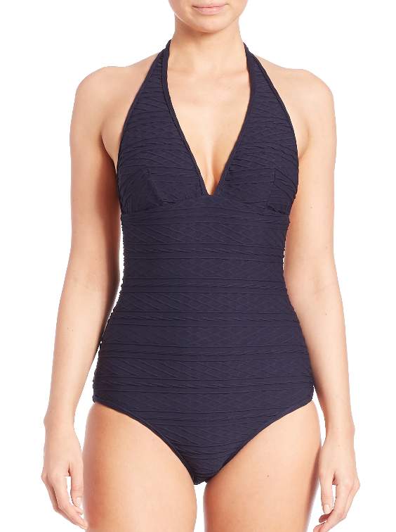 Shoshanna Navy Cable One Piece Swimsuit MSRP $198 Size 10 # 30B 90 NEW