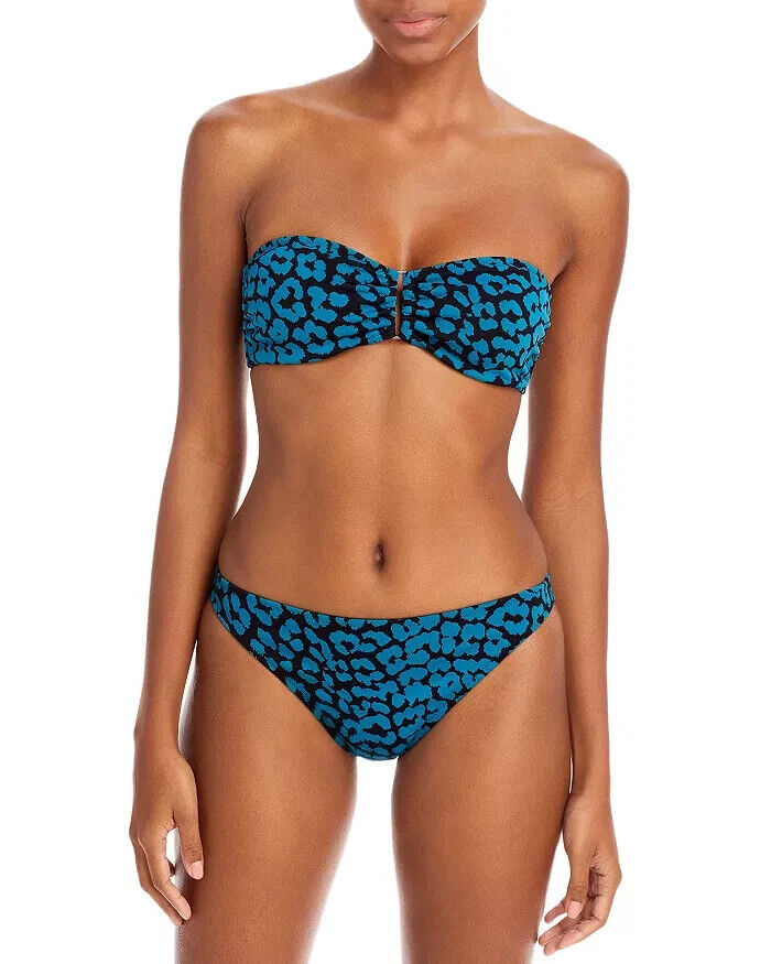 Sólido y a rayas Top de bikini con estampado de leopardo The Tati $88 Talla M # U4 407 NUEVO